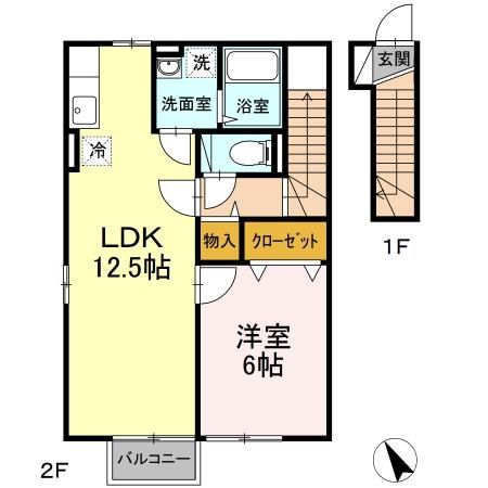 岩沼市吹上のアパートの間取り