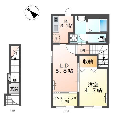 岡山市東区鉄のアパートの間取り