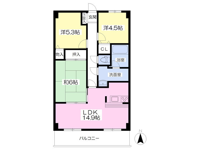 越谷市大字袋山のマンションの間取り