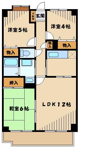 横浜市都筑区茅ケ崎南のマンションの間取り