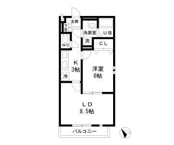 流山市大字西平井のアパートの間取り