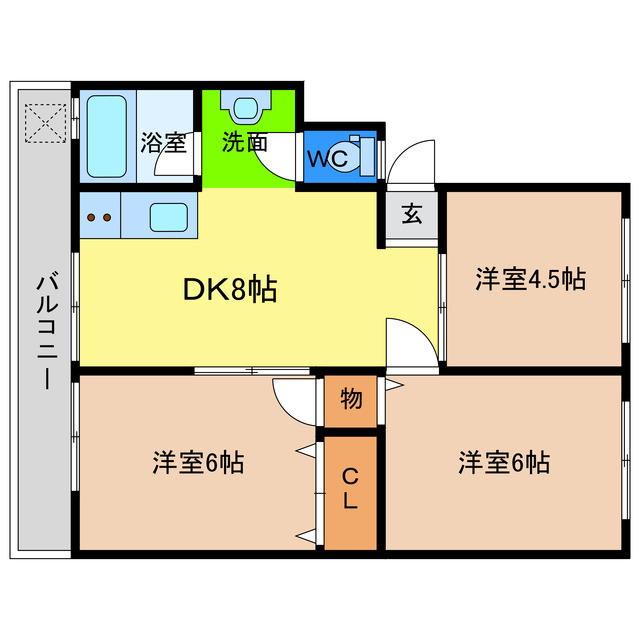 徳島市八万町のマンションの間取り