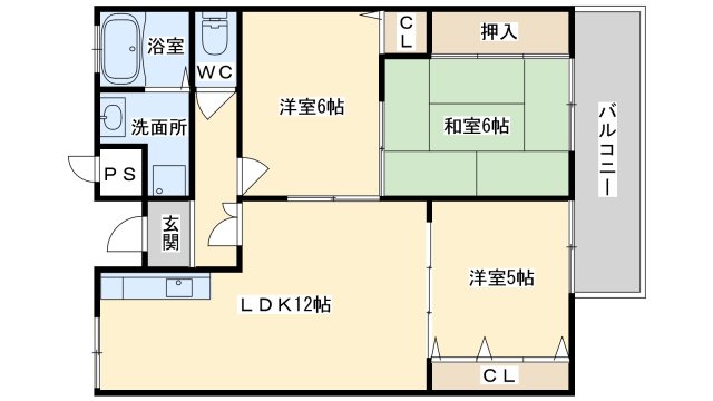 高槻市中川町のマンションの間取り