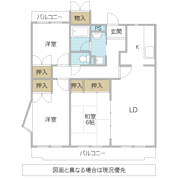 スパニッシュコート千波 A棟の間取り