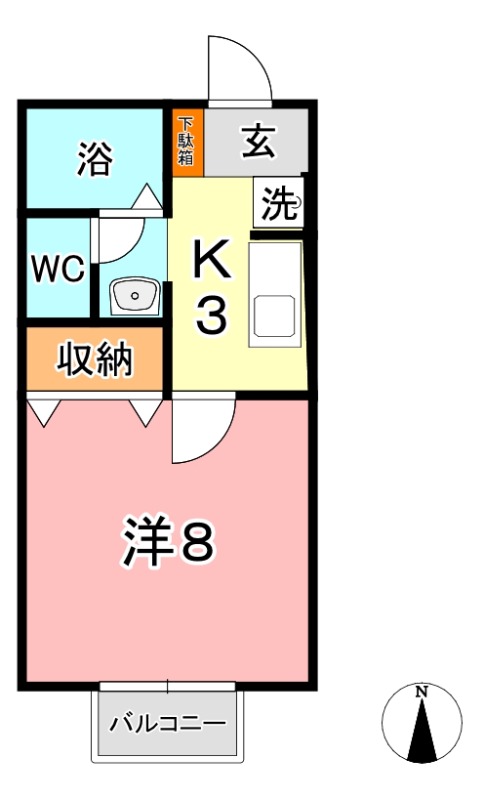 倉敷市大内のアパートの間取り