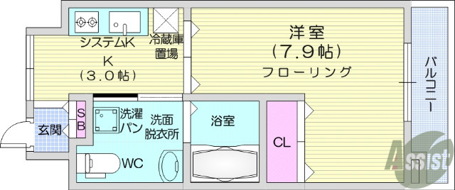 仙台市青葉区一番町のマンションの間取り