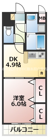 熊本市東区新外のマンションの間取り