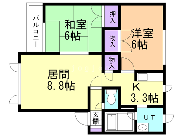 石狩郡当別町緑町のアパートの間取り