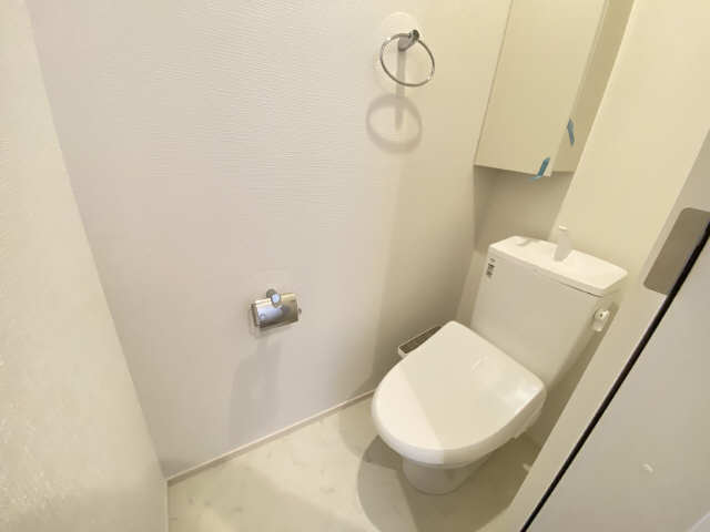 トイレ　WCには扉付収納を完備　すっきり収まります