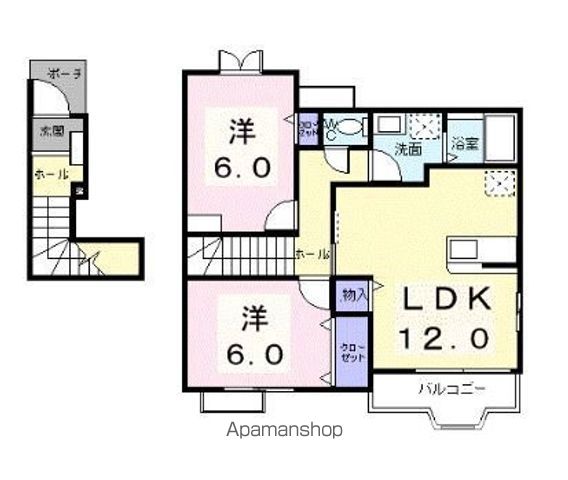 東武東上線 志木駅 バス乗車時間：10分 最寄りバス停で下車 徒歩2分 2階建 築21年の間取り写真