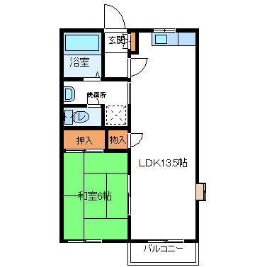 郡山市富田町のアパートの間取り