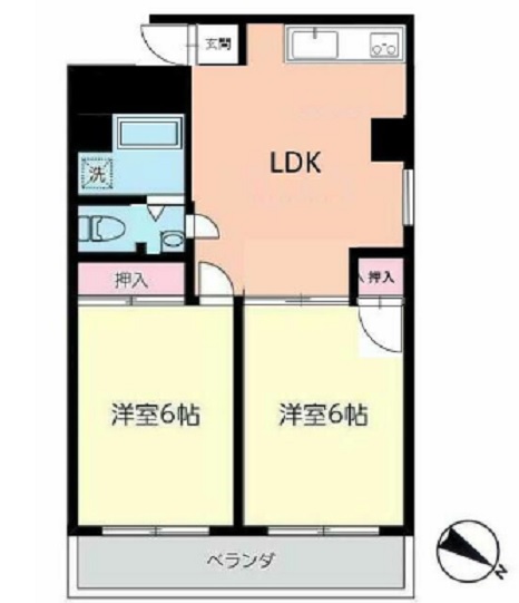 横浜市神奈川区上反町のマンションの間取り