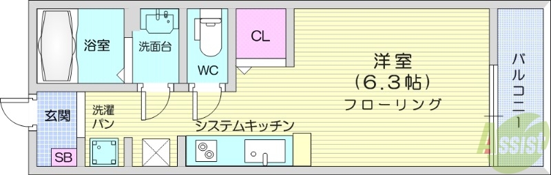 仙台市若林区土樋のアパートの間取り