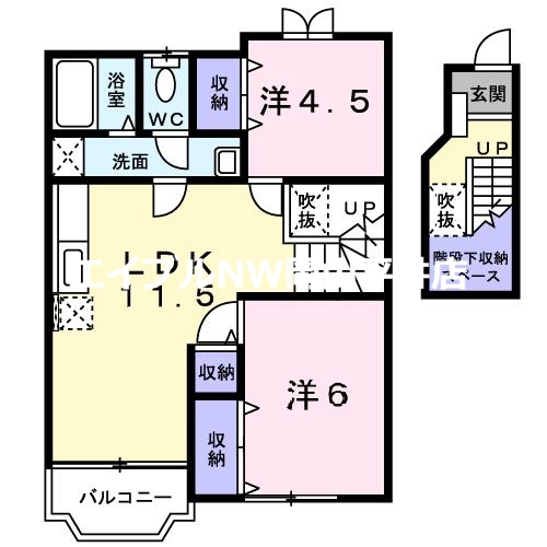 赤磐市下市のアパートの間取り