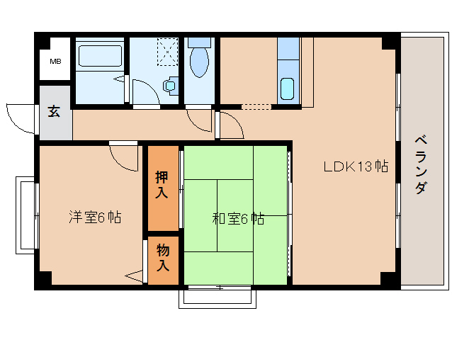 大和高田市片塩町のマンションの間取り