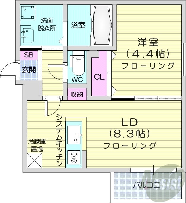 札幌市白石区東札幌六条のマンションの間取り