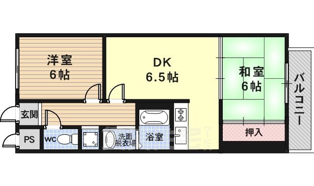 京都市右京区西京極堤町のマンションの間取り