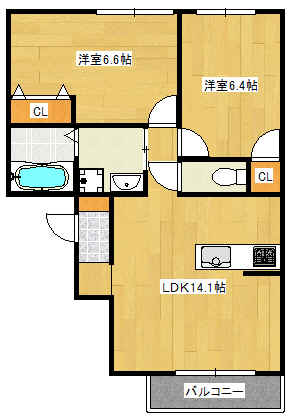 姫路市岡田のアパートの間取り