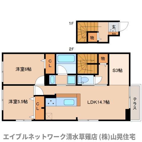 静岡市清水区吉川のアパートの間取り