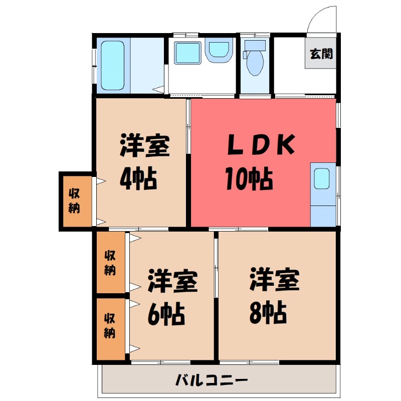 真岡市高勢町のアパートの間取り