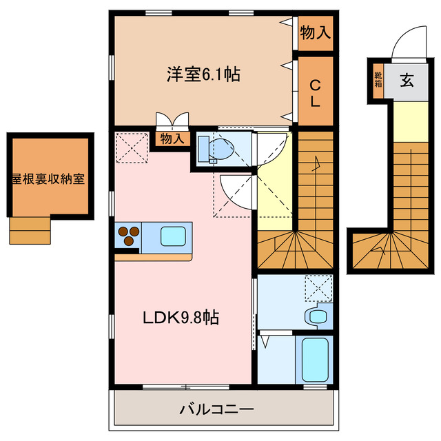 松阪市大黒田町のアパートの間取り