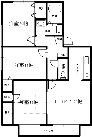 静岡市駿河区中田のアパートの間取り