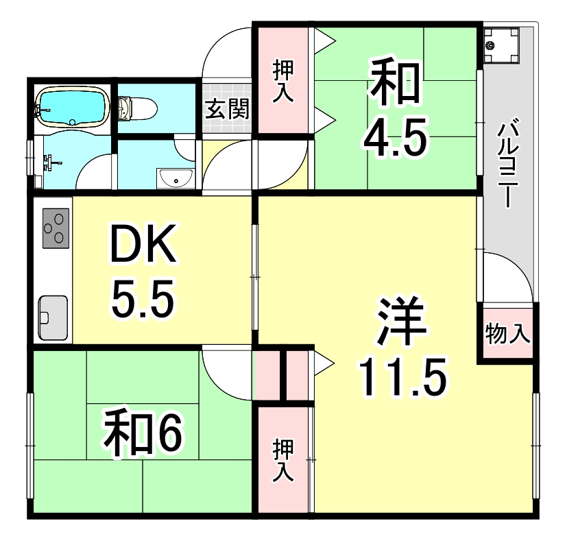 神陵台東住宅50号棟の間取り