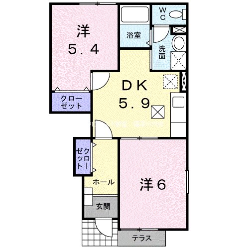 薩摩川内市永利町のアパートの間取り