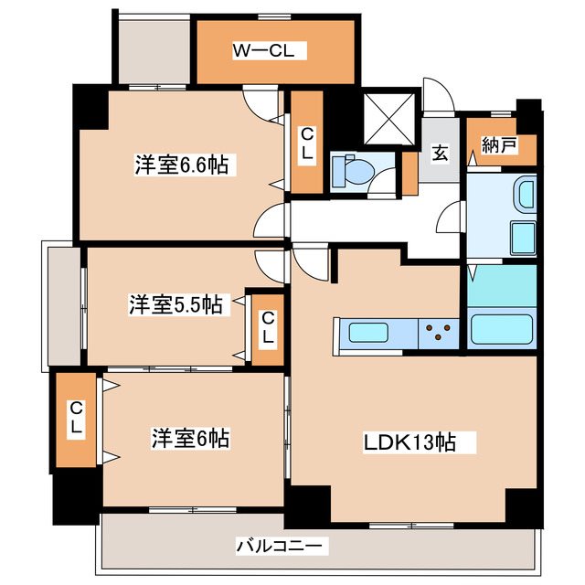 松本市本庄のマンションの間取り