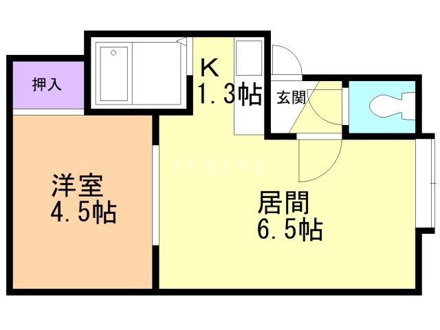 札幌市手稲区西宮の沢一条のアパートの間取り