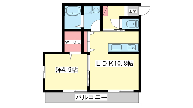 大和郡山市野垣内町のアパートの間取り