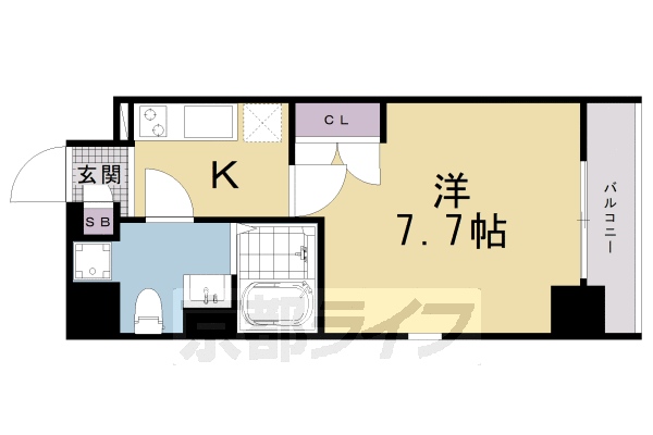 京都市下京区材木町のマンションの間取り