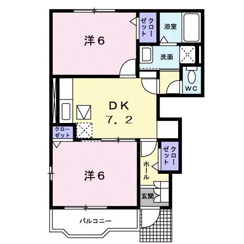 山陽小野田市大字小野田のアパートの間取り