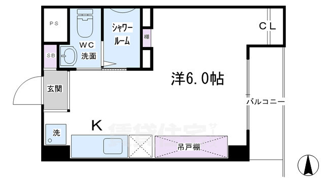 京都市中京区三文字町のマンションの間取り