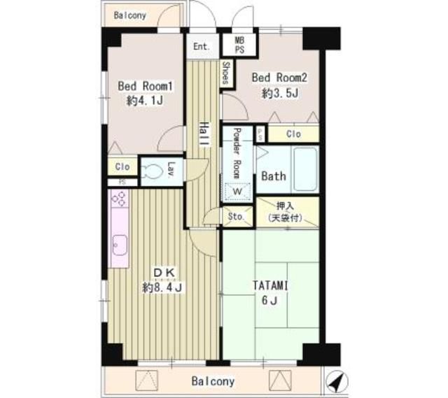 東久留米市新川町のマンションの間取り