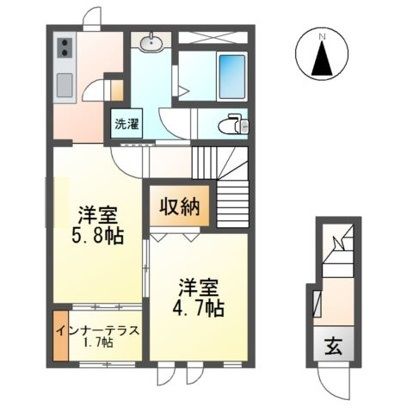 郡山市赤木町のアパートの間取り