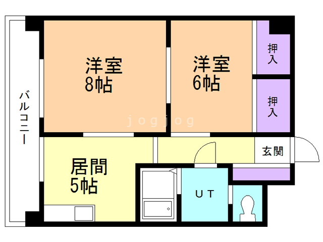 札幌市南区真駒内緑町のマンションの間取り