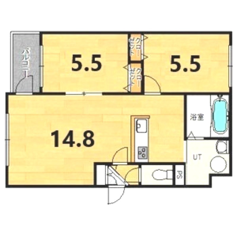 札幌市西区発寒七条のマンションの間取り