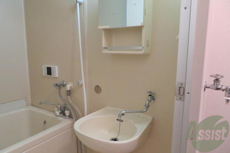 洗面設備　洗面台はバスルーム内に、歯磨き洗顔などできますね