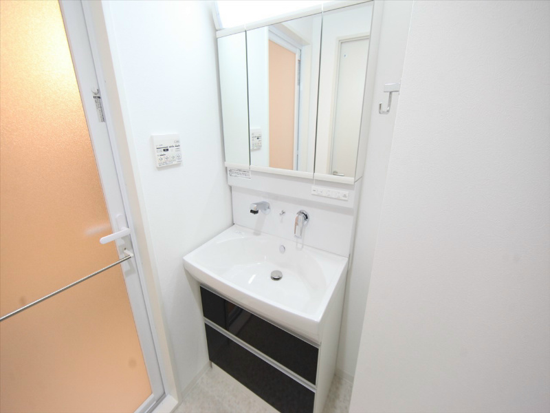 洗面設備　脱衣所　独立洗面台（シャンプードレッサー付）収納スペース有