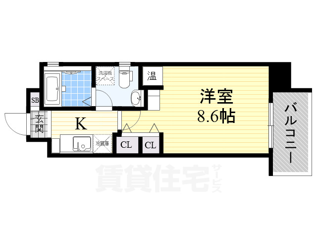ＪＲ大阪環状線 大阪城公園駅 徒歩6分 15階建 築19年の間取り写真