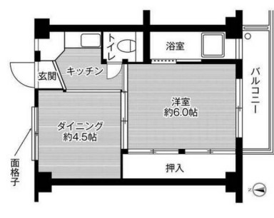 ＪＲ山陽本線 西阿知駅 徒歩22分 4階建 築60年の間取り写真
