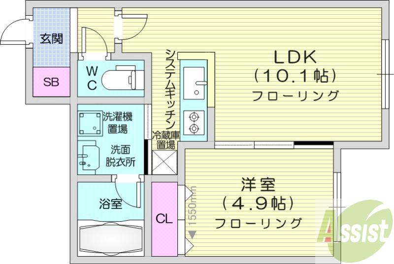 地下鉄南北線 麻生駅 徒歩7分 4階建 築3年の間取り写真