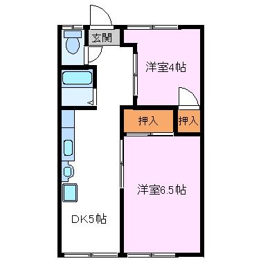 三島市旭ヶ丘のアパートの間取り