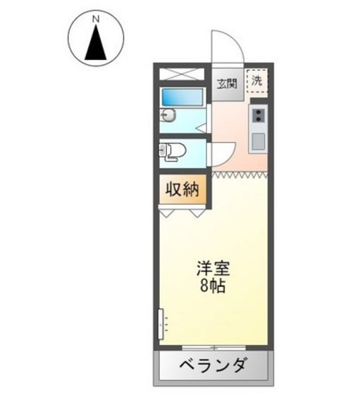 岡山市北区庭瀬のアパートの間取り