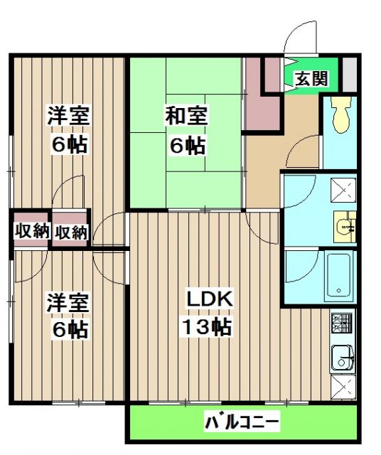 京都市西京区桂浅原町のマンションの間取り