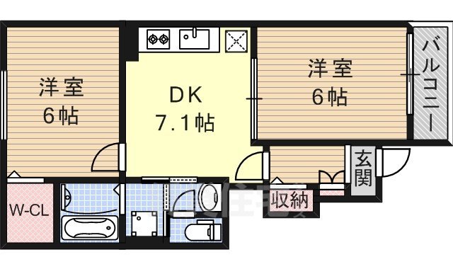 大津市滋賀里のアパートの間取り