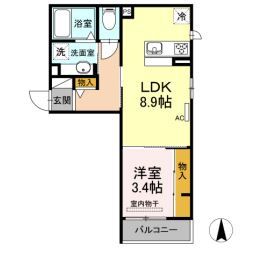 【Ｄ－ｒｏｏｍ　ｋｕｍｅの間取り】