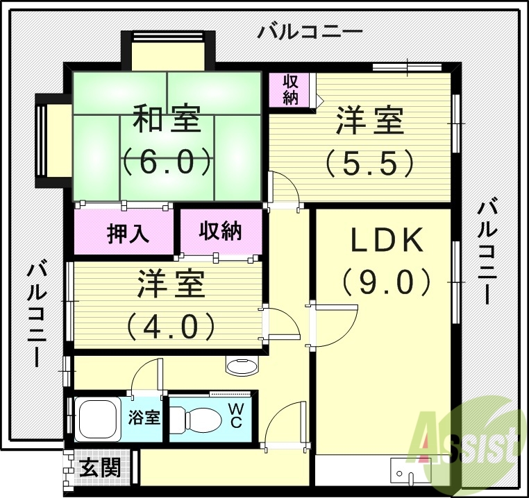 神戸市垂水区星陵台のマンションの間取り