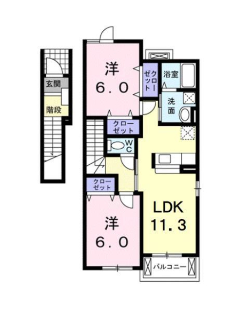 伊予市下吾川のアパートの間取り